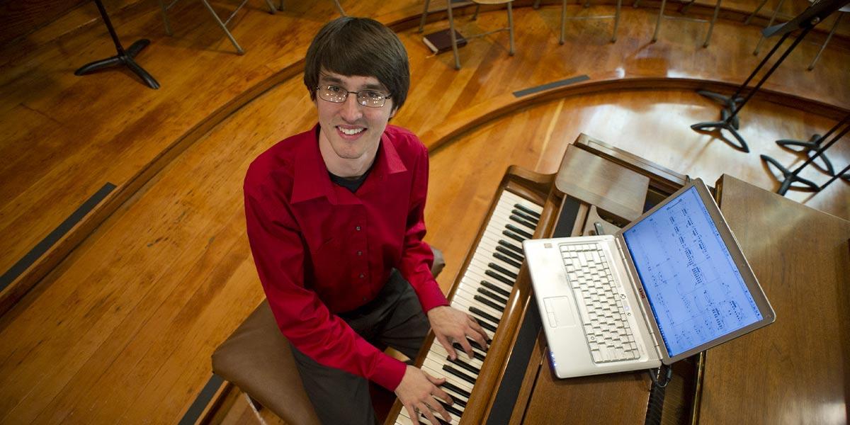 Christian playing the piano